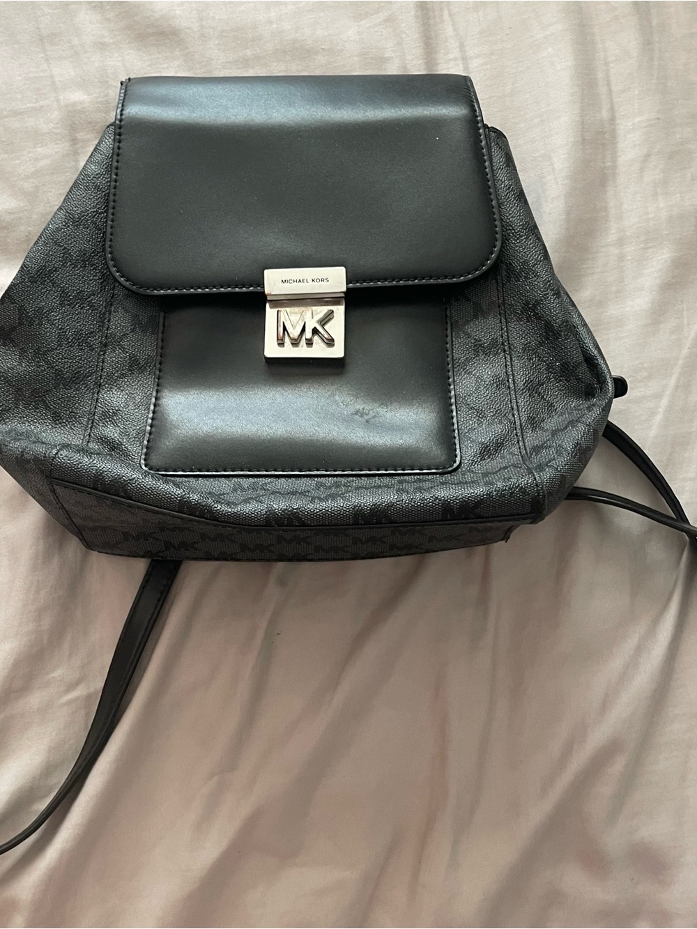 Michael Kors Black Signature MK Flap Backpack